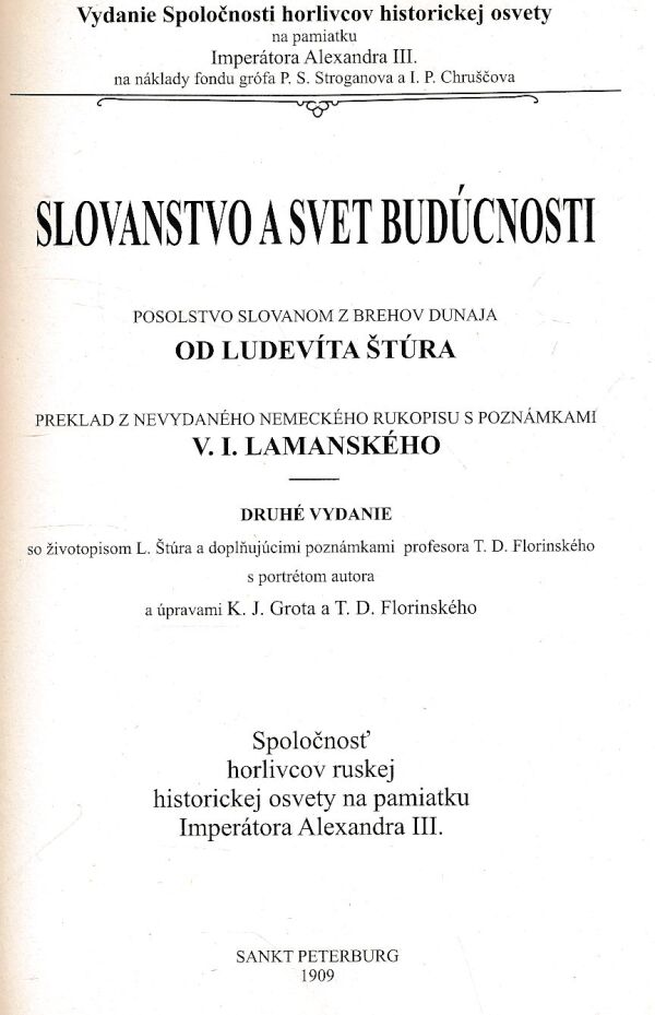 Ľudovít Štúr: SLOVANSTVO A SVET BUDÚCNOSTI