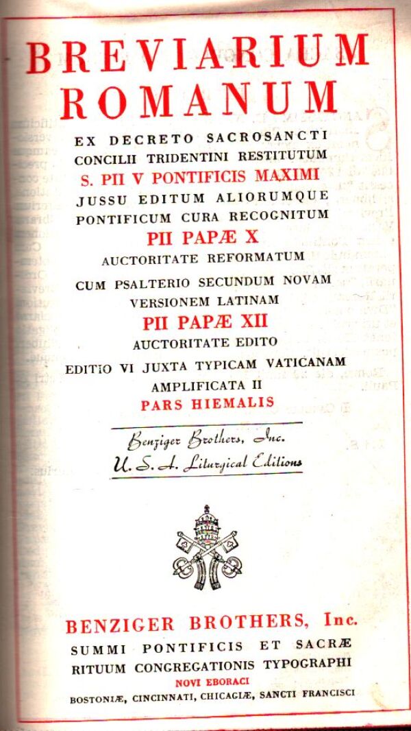 BREVIARIUM ROMANUM - PARS HIEMALIS