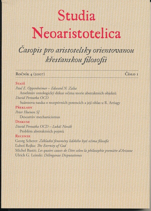 STUDIA NEOARISTOTELICA - ROČNÍK 4 (2007) - ČÍSLO 1