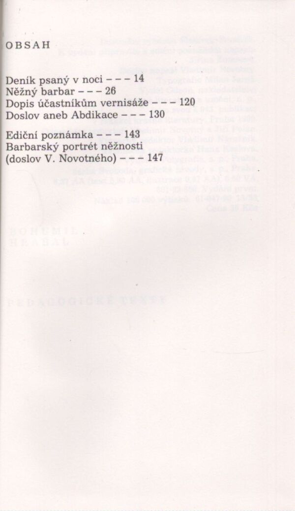 Bohumil Hrabal: NĚŽNÝ BARBAR