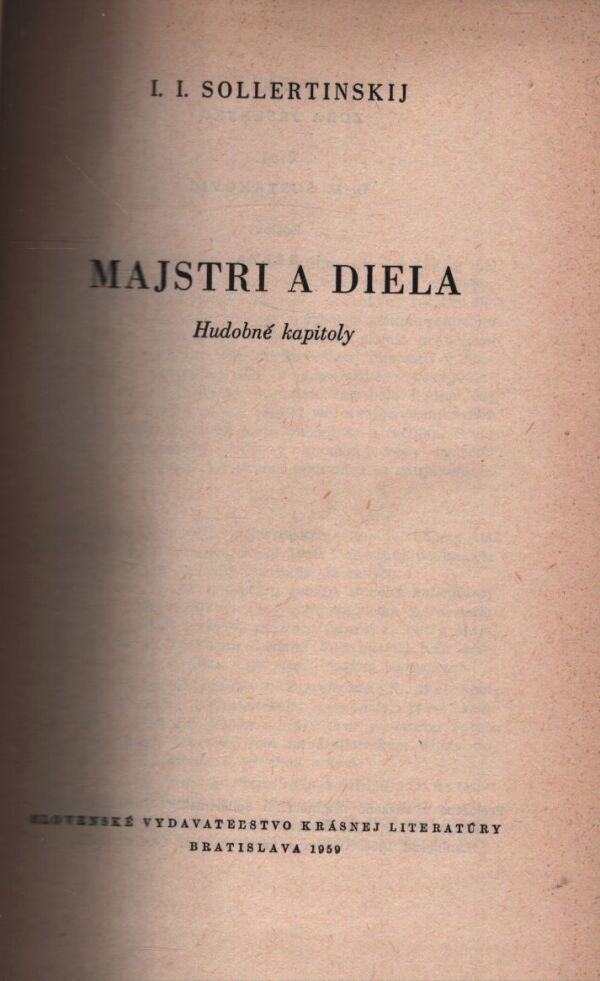 I. I. Sollertinskij: MAJSTRI A DIELA