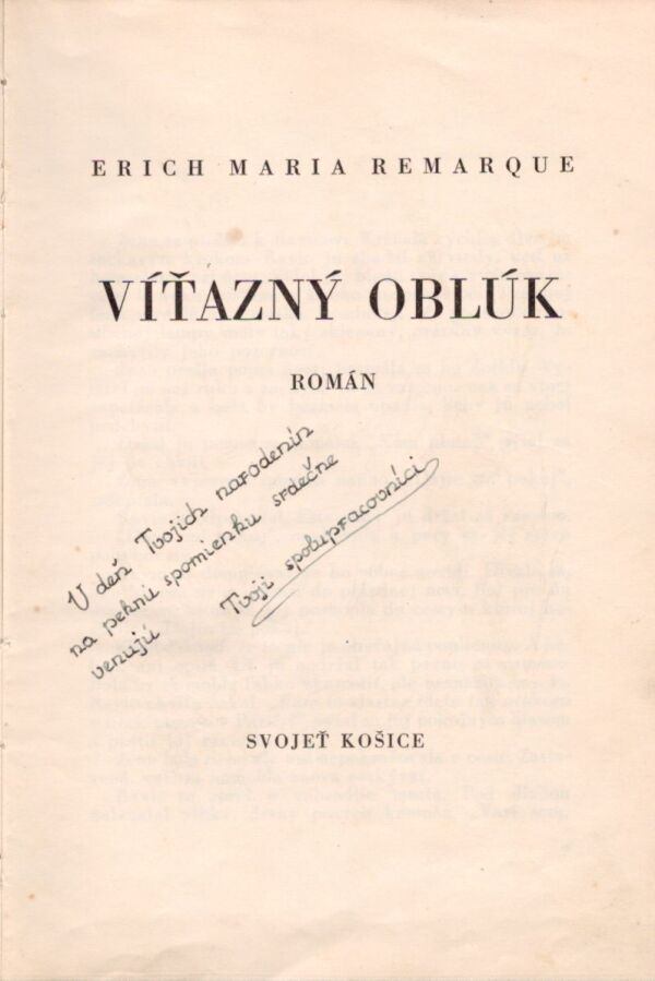 Erich Maria Remarque: VÍŤAZNÝ OBLÚK