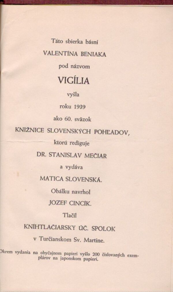 Valentín Benika: VIGÍLIA