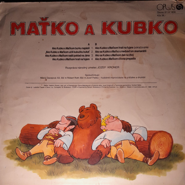 Marianna Grznárová: MAŤKO A KUBKO - LP