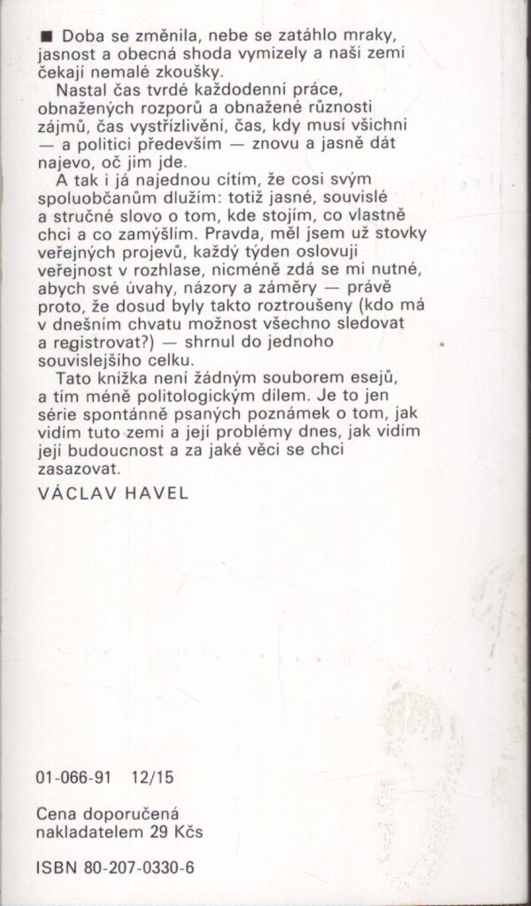 Václav Havel: LETNÍ PŘEMÍTÁNÍ