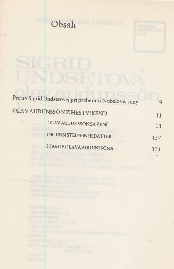 Sigrid Undsetová: olav audunsson 1+2