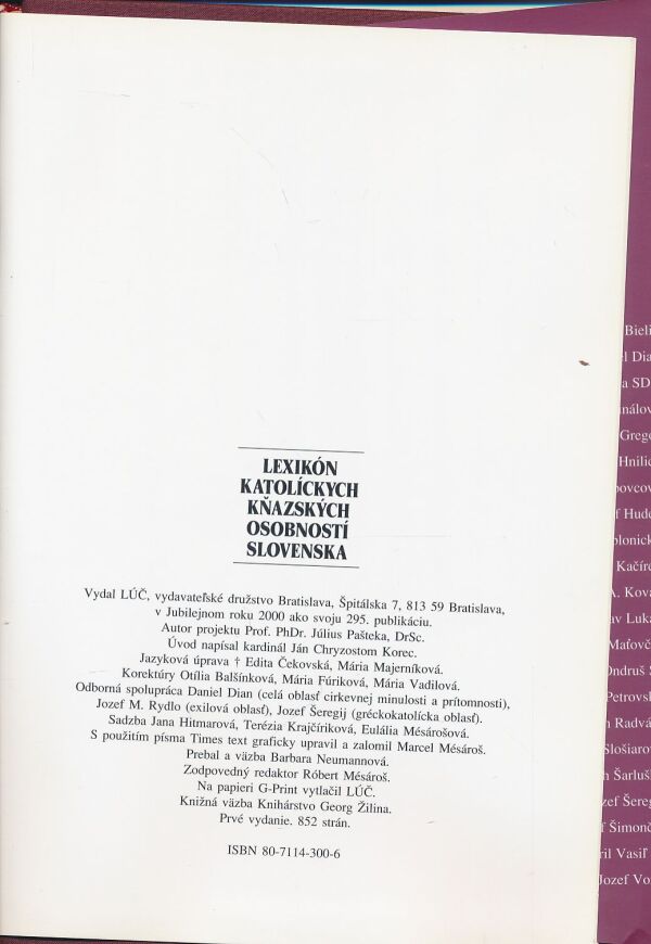 Július Pašteka: Lexikón katolíckych kňazských osobností Slovenska