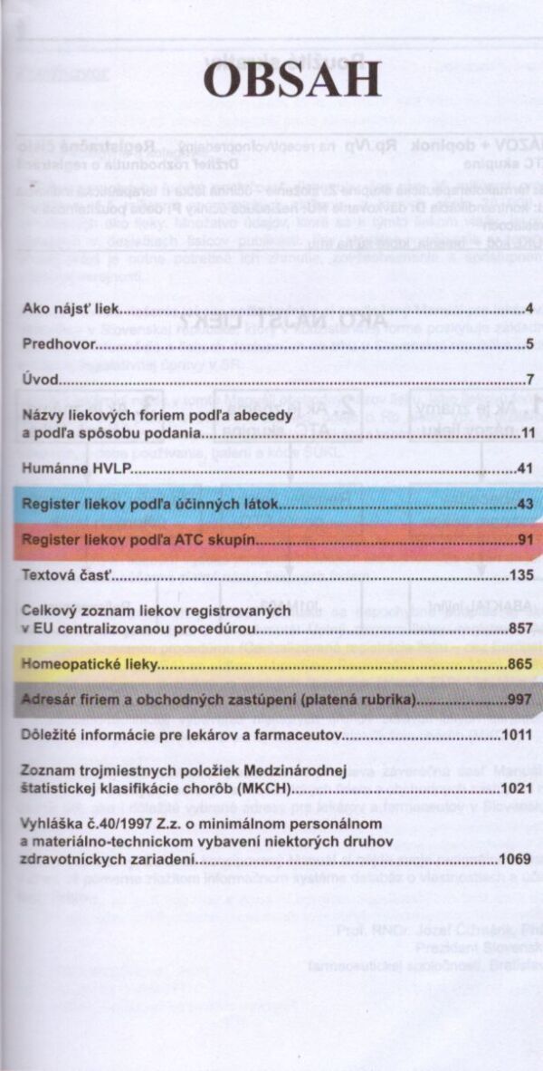 MANUÁL - LIEKY REGISTROVANÉ V SLOVENSKEJ REPUBLIKE