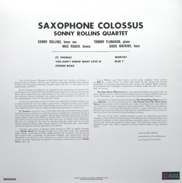 Sonny Rollins Quartet: SAXOPHONE COLOSSUS - LP