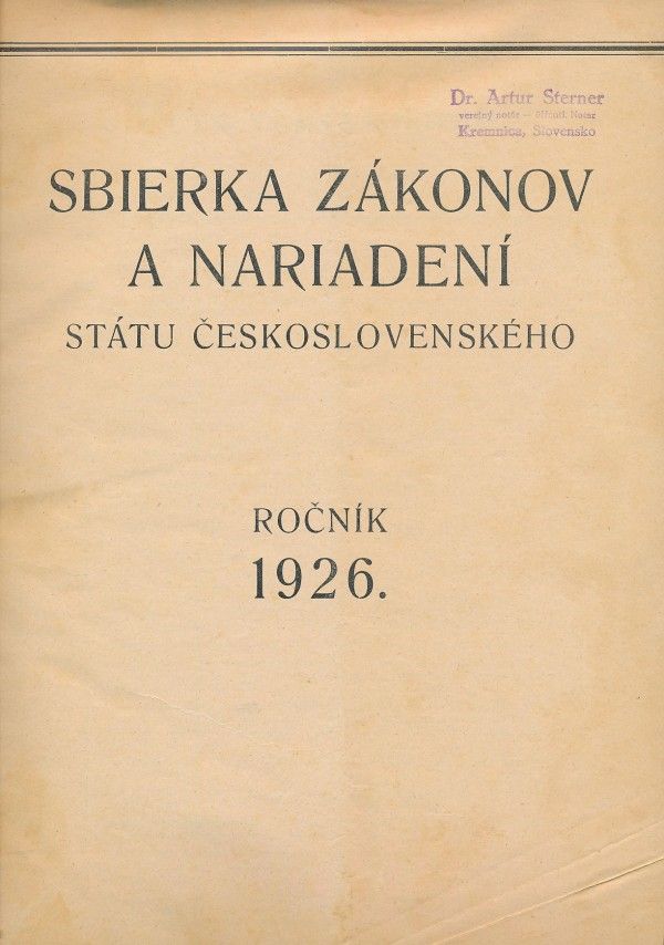 SBIERKA ZÁKONOV A NARIADENÍ STÁTU ČESKOSLOVENSKÉHO-1926