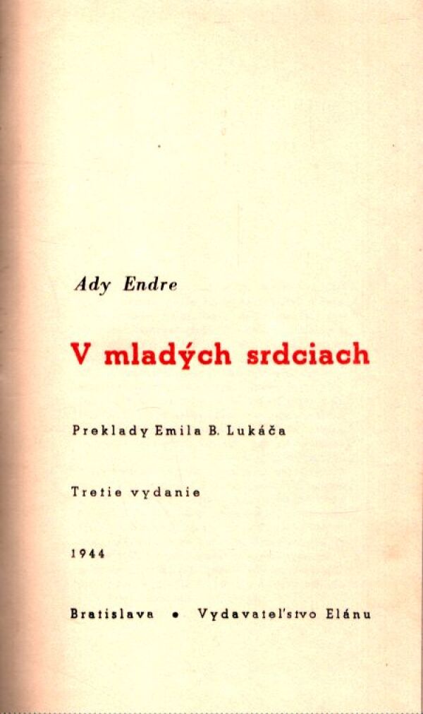 Ady Endre: V MLADÝCH SRDCIACH
