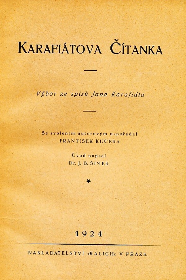 Jan Karafiát: KARAFIÁTOVA ČÍTANKA