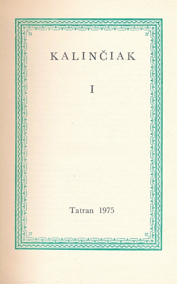 Ján Kalinčiak: DIELO I.