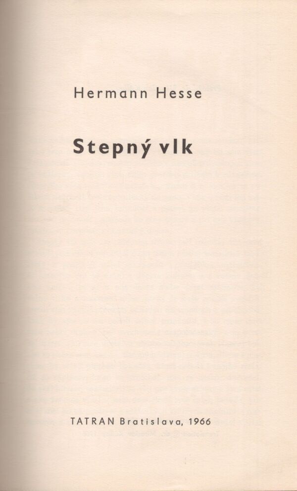 Hermann Hesse: STEPNÝ VLK
