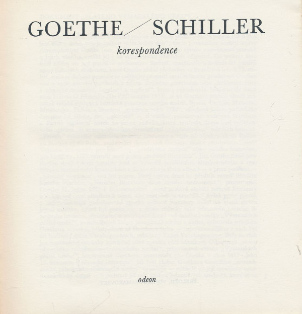 Goethe / Schiller - korespondence