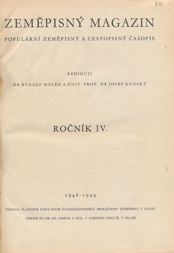 Zeměpisný magazin - ročník IV. (1948 - 1949)