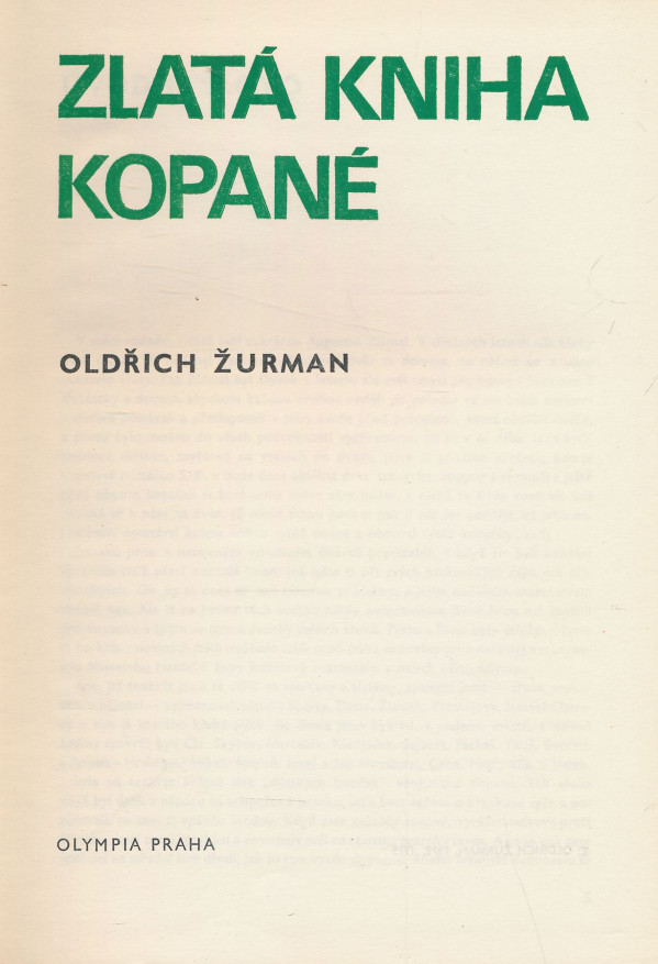 Oldřich Žurman: Zlatá kniha kopané